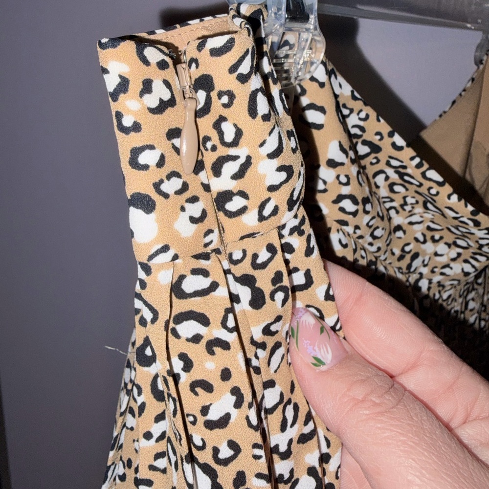 Size 18 EUC J. Crew Factory Leopard Print Pleated Lined Midi Skirt - Picture 6 of 15